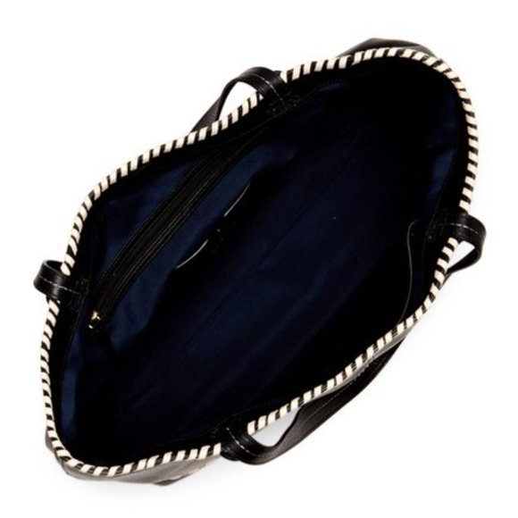 New Cole Haan Brynn Black Sand Shell Leather Tote - Picture 3 of 5